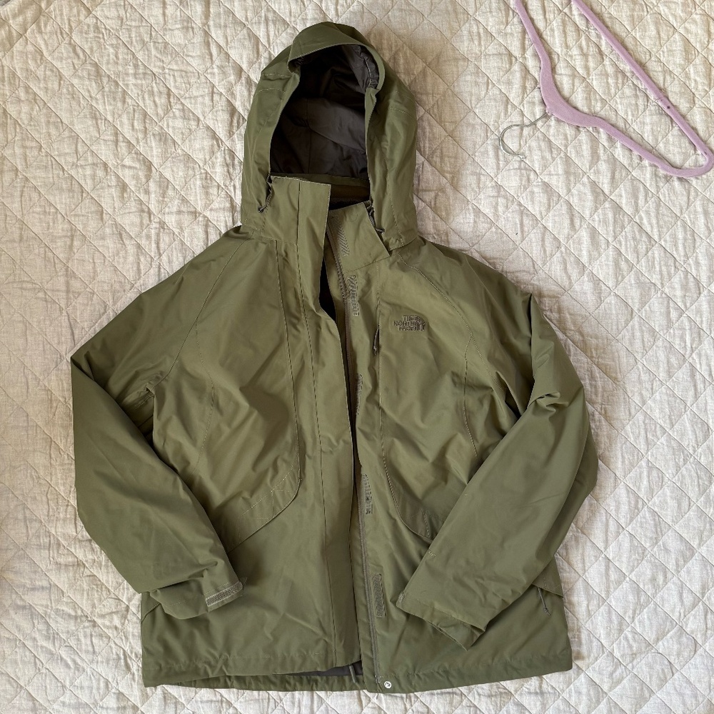 Green North Face with Waterproof shell and Lining